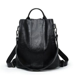 BLACK FAUX LEATHER HAND BAG/BACK PACK.(KELOLA DS) BRAND SIZE 31'32'17CM